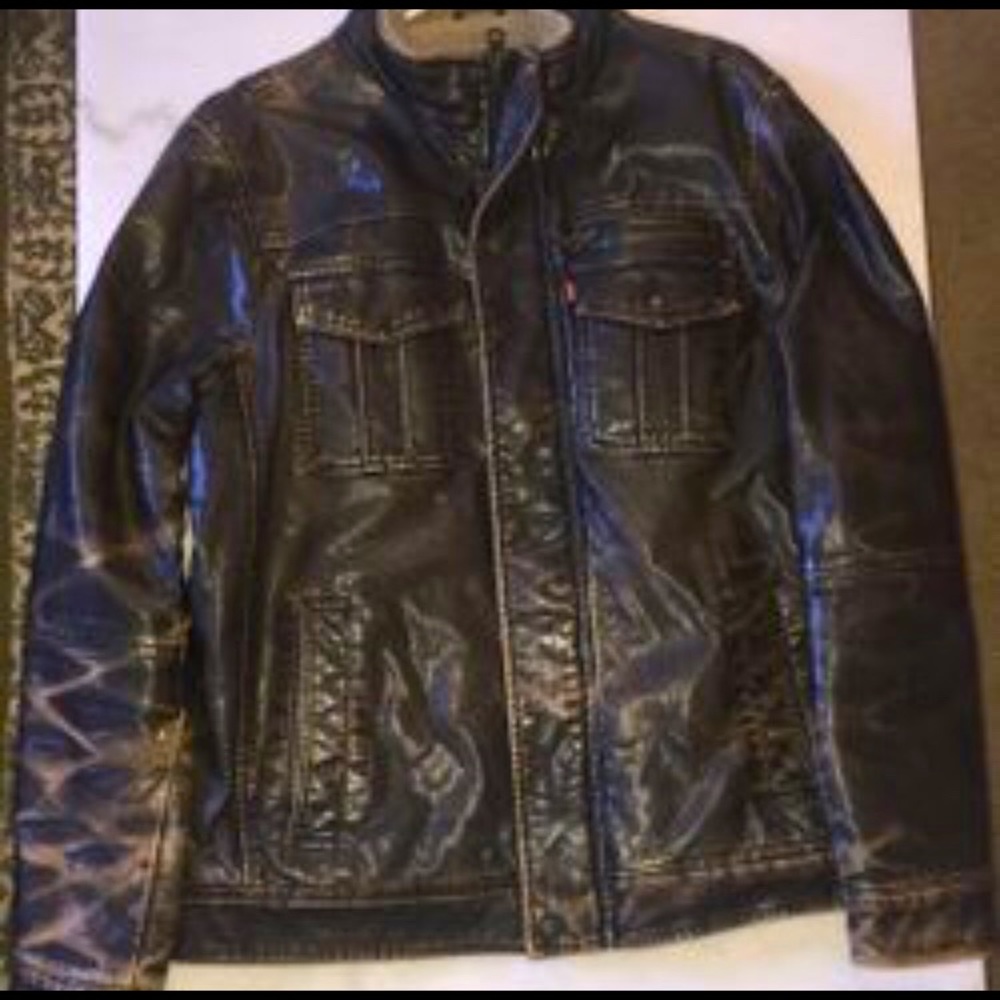 Real brown leather jacket & size: large